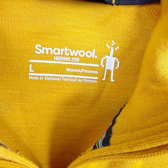 Smartwool Merino 250 Classic 1/4 Zip Baselayer Top Size L Women Gold Heather NEW - Picture 3 of 8